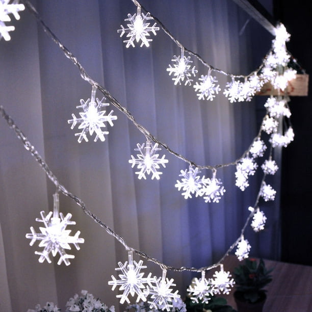 White Xmas Party Wedding Snowflake LED String Fairy Light Cool Battery Operated White Xmas Party Wedding Snowflake LED String Fairy Light Cool Battery Operated